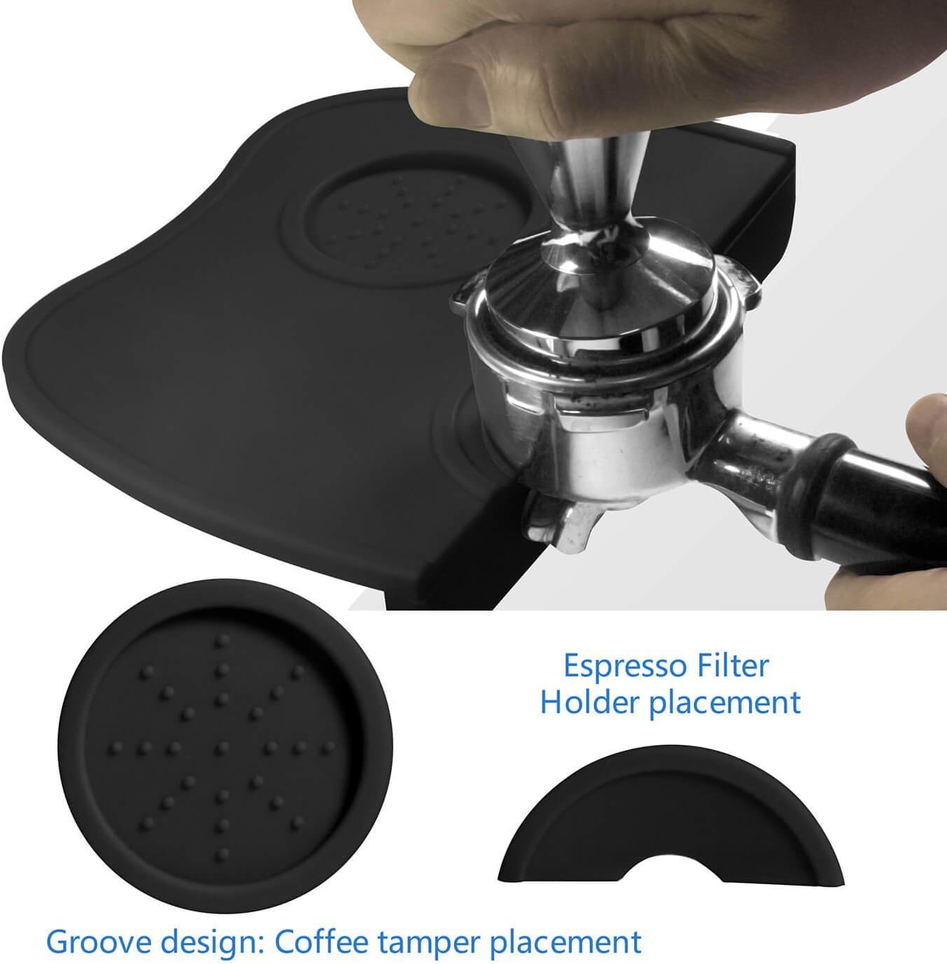 Handook Tamper Mat, Espresso Tamper Mat, 8.3 X 5.9 Inch Coffee Mat, Coffee Tamper Mat for Espresso Machine, Espresso Accessory, Barista Tools, Coffee Tamper Station, Espresso Pad for Counter (Black)