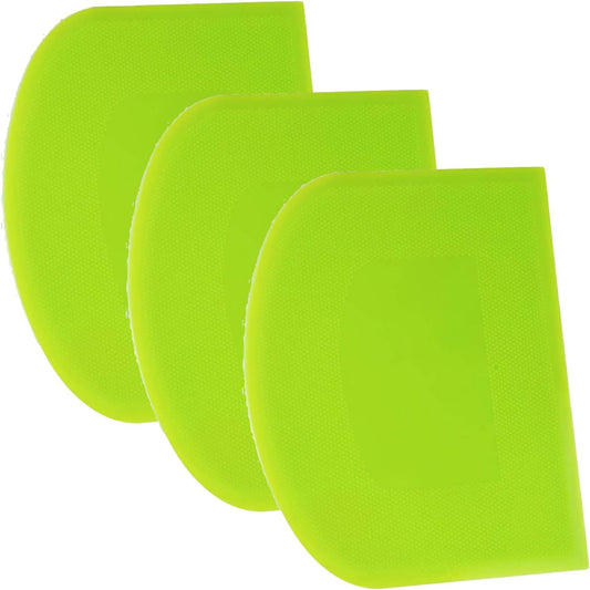 SURDOCA Dough Scraper Bench Scraper - 3P 5.9x4.3" Plastic Flexible Bowl Scraper, Sharp Edge & Angles Cake Scraper. Non-Slip Bakeware Decorating Tools Sculpting & Modeling Tools - Pure Green