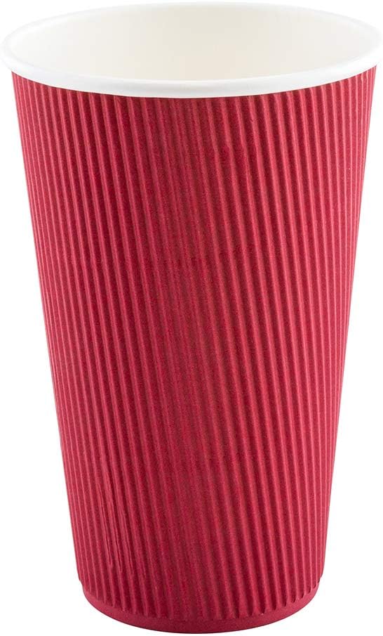 Restaurantware 12 Ounce Double Wall Disposable Coffee Cups, 500 Insulated Crimson Paper Tumblers with Rolled Rim Design, Lids Sold Separately for Hot Drinks like Tea, Hot Chocolate and More