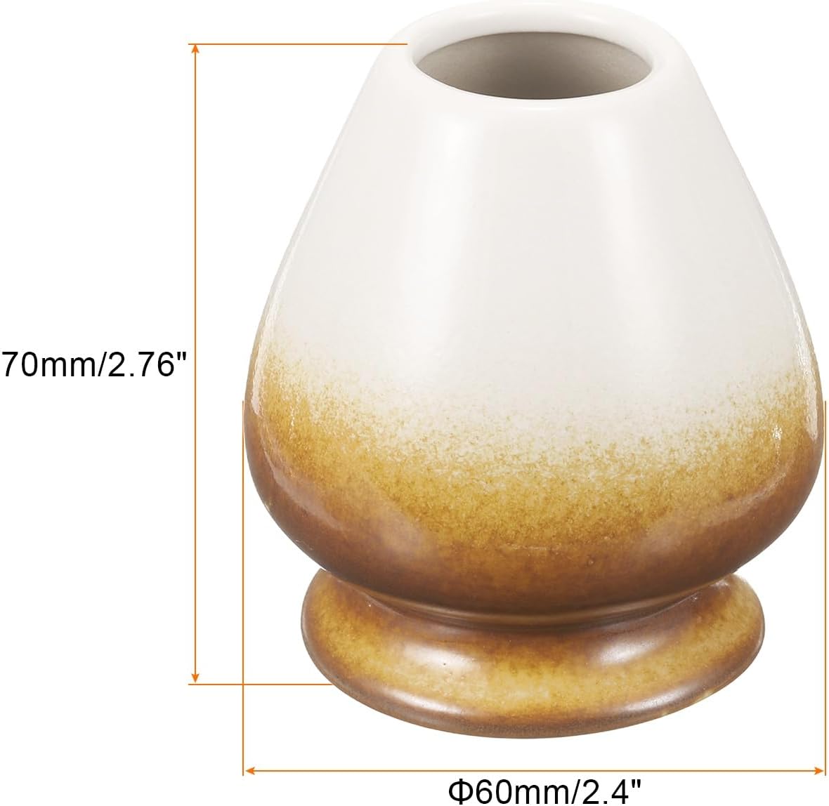 HARFINGTON Ceramic Chasen Stand 70mm Matcha Whisk Holder Teas Set Whisks Stand Traditional Matcha Tea Chasen Holder Tea Set Accessories for Tea Tasting, Brown/White