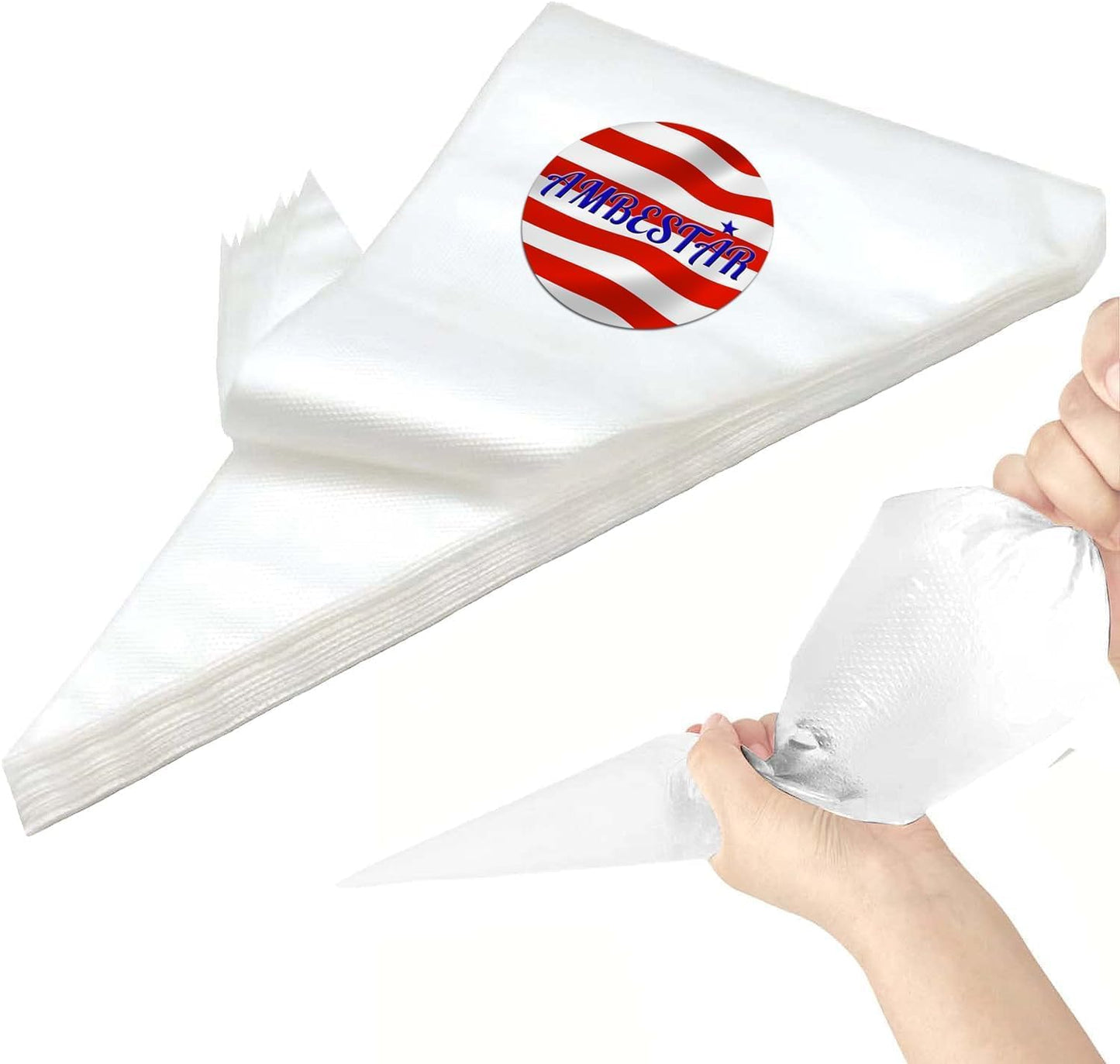 25 Inch Extra Large Piping Bags, AMBESTAR 100 Pieces Thick Disposable Anti Burst Icing Bags, Heavy Duty Icing Piping Bags Chocolate Royal Cupcake Cream Frosting Decorating Baking Supplies
