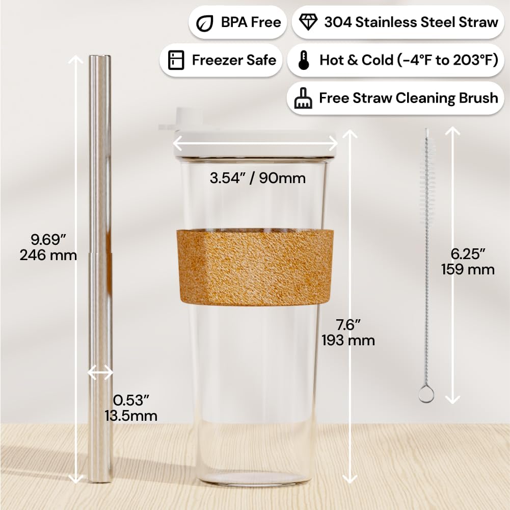 Dodoko Reusable 24 oz Boba Cup and Straw - White