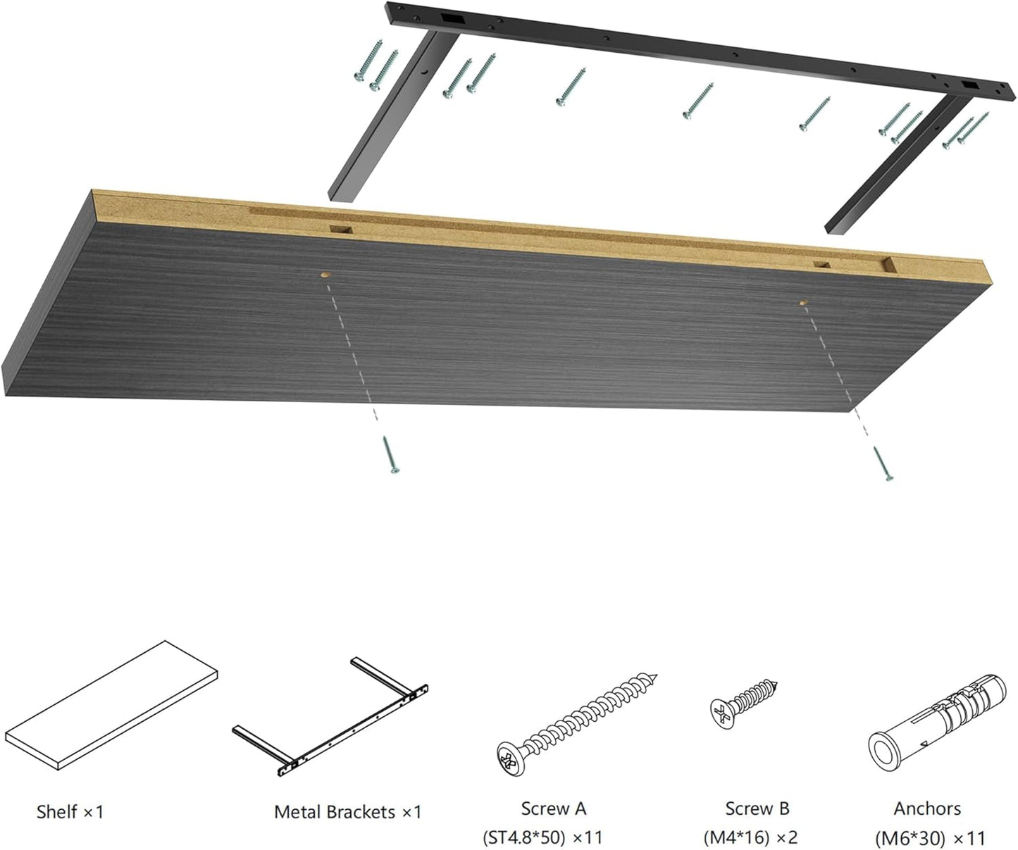 Wall Shelf Set of 1,Dark Wood Floating Shelves 24 in W x 10 in D x 1 in H, Wooden Floating Wall Shelf with Invisible Brackets for Living Room/Bedroom/Bathroom/Kitchen Storage and Decor