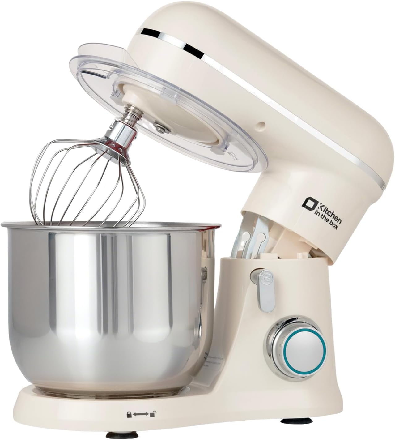 Kitchen in the Box Stand Mixer, 3.5 QT Small Electric Kitchen Mixer, 10-Speed Portable Lightweight Food Mixer with Stainless Steel Bowl, Egg Whisk, Dough Hook, Beater (Cream White)