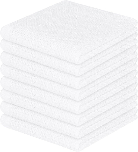 Homaxy 100% Cotton Waffle Weave Kitchen Dish Cloths, Ultra Soft Absorbent Quick Drying Dish Towels, 12 x 12 Inches, 8-Pack, White