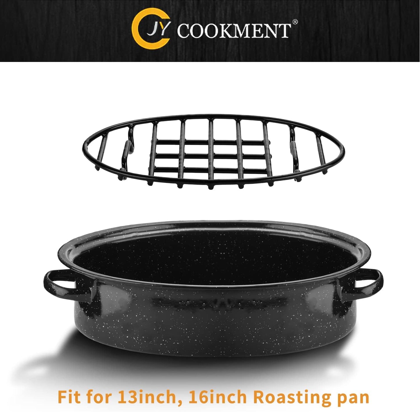 JY COOKMENT Cooling Roasting Rack with Integrated Feet, Enameled Coating, PTFE Free, Great for Cooking, Drying, Grilling, Dishwasher Safe (10inch*6.5inch)