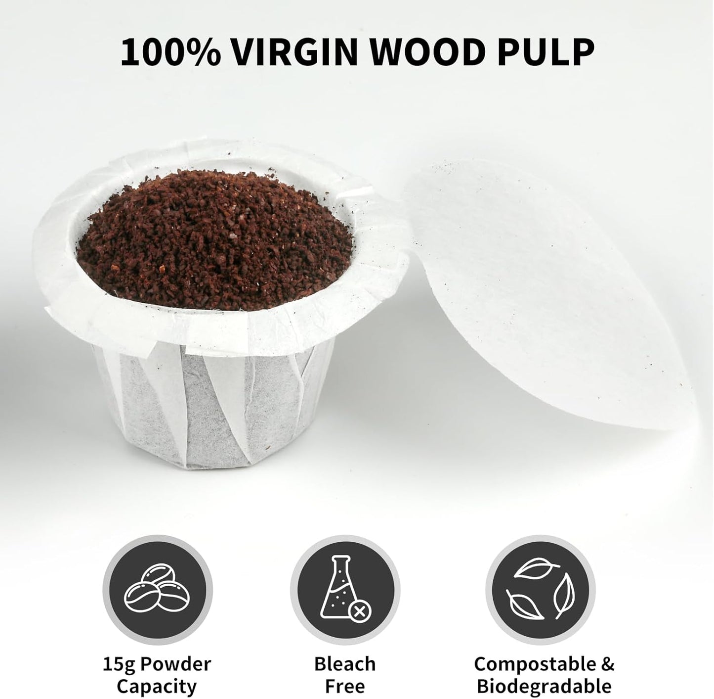 200 Count Fanativita K Cup Filters Disposable with Genius Lid Design, Fit All Reusable K Cups for Keurig (White)