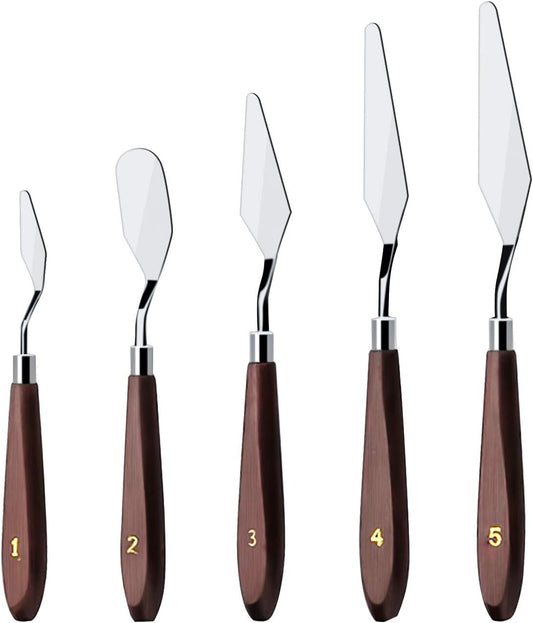 Cake Cream Spatula 5 Pieces/Set Stainless Steel Frosting Baking Pastry Tool Mixing Set Cake Icing Oil Painting Decorating Cream Toner Tool