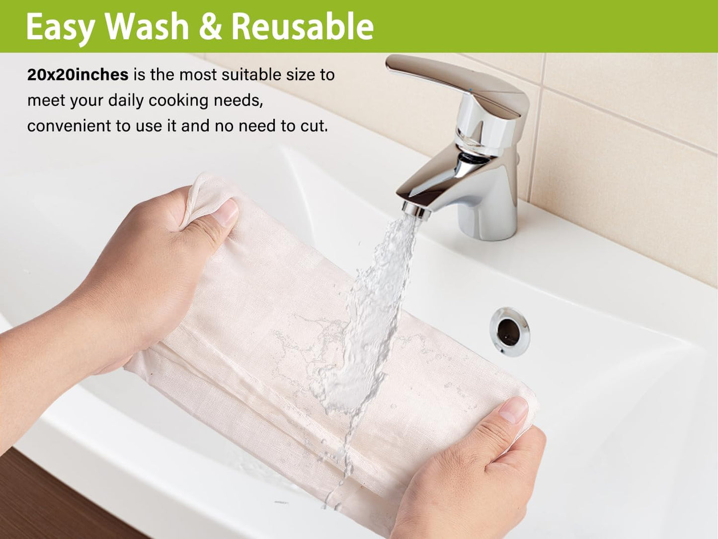 Organic Cheese Cloths, GOTS Certified, 5PCS, Grade 100, 20x20Inch Hemmed Cheese Cloth Fabric Reusable Fine Mesh Cloth, 100% Cotton Unbleached Muslin Cheesecloth for Straining, Cooking, Butter,Tofu,Tea