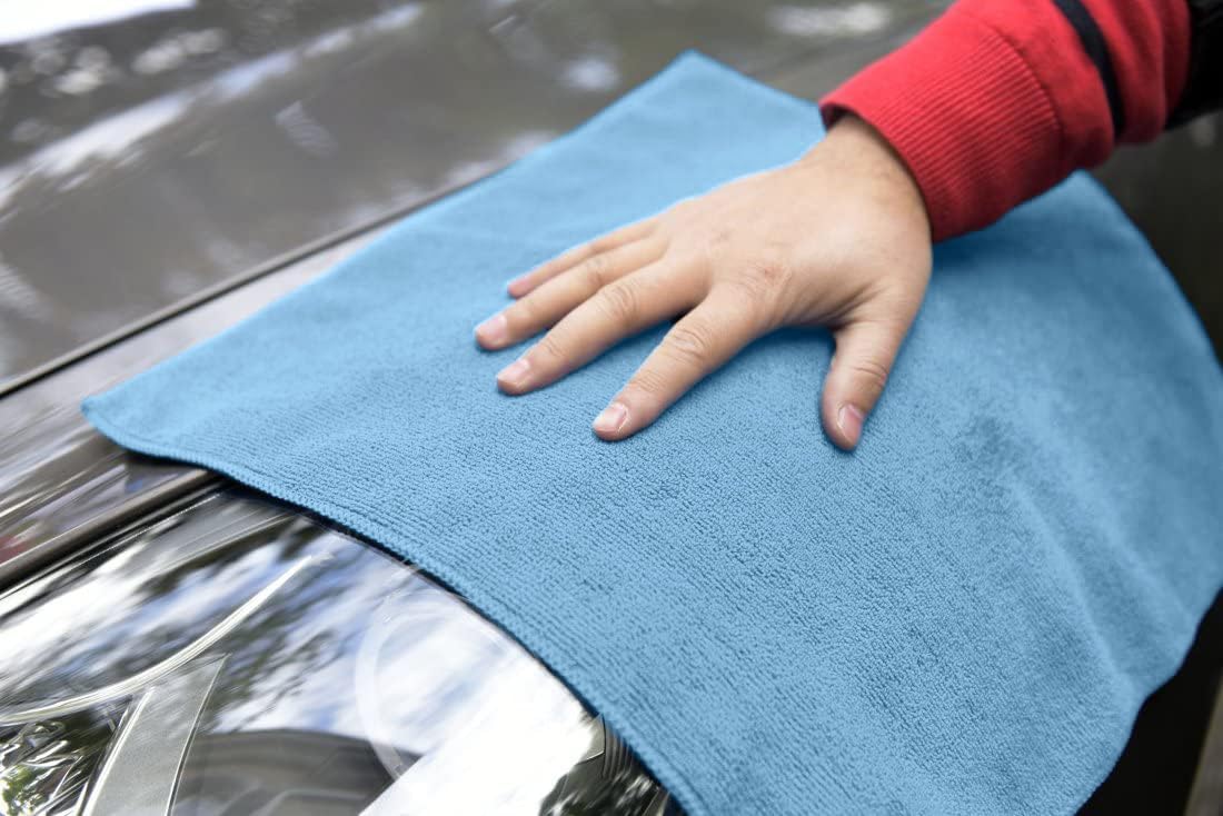 Avalon Towels Microfiber Cleaning Cloths (Value Pack of 36) Size 16" x 16", Highly Absorbent Cleaning Rags, Lint Free Cleaning Towels, Reusable and Washable, Microfiber Towels for Cars (Blue)