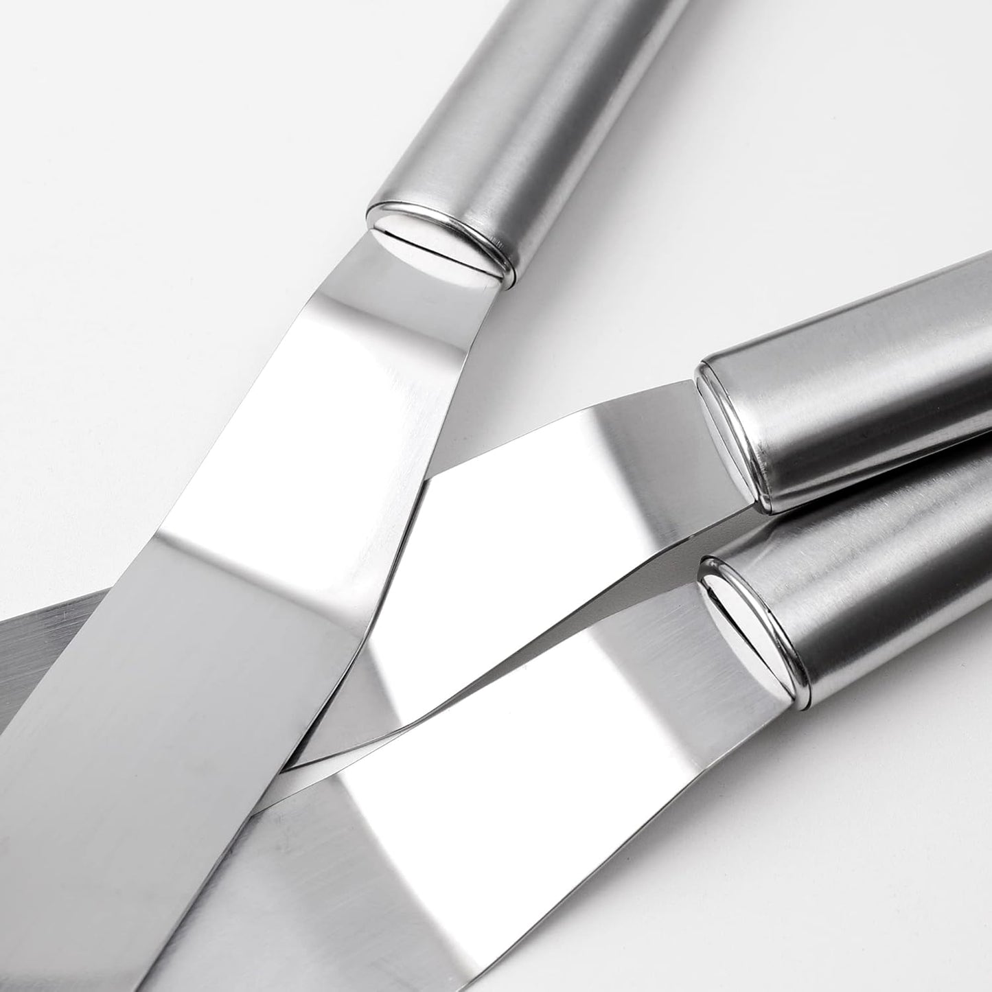 Cake Spatula Set – 6", 8", 10" Stainless Steel Offset & Straight Icing Spatulas for Cake Decorating and Frosting (Curved)