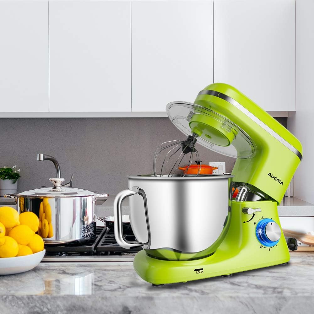 Aucma Stand Mixer,7.4QT Food Mixers, Kitchen Electric Mixer with Dough Hook, Wire Whip & Beater (Green, 7.4QT)