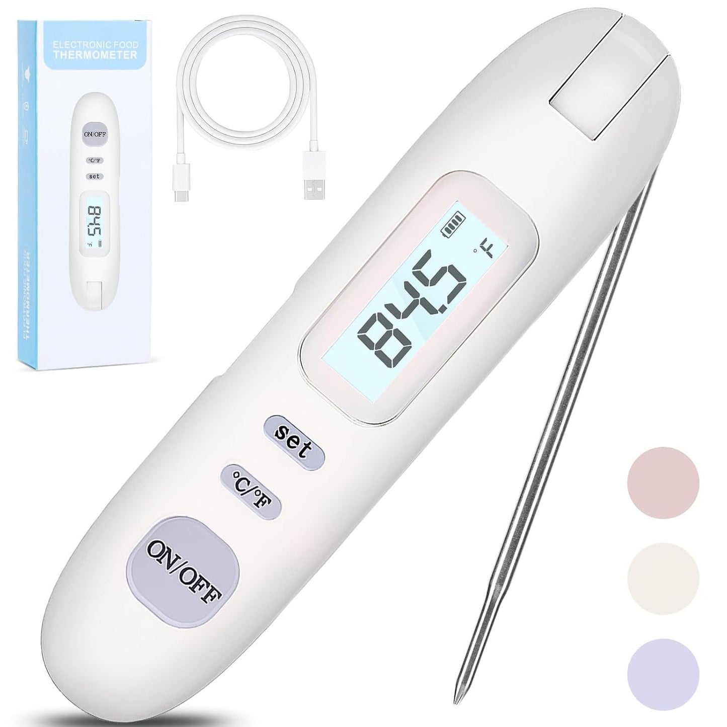 Meat Thermometer Digital - Instant Read Food Thermometer for Cooking Grilling Air Fryer Griddle Probe Kitchen Gadgets Essentials BBQ Grill Smoker Oil Fry Candy Turkey Instant Read Thermometer