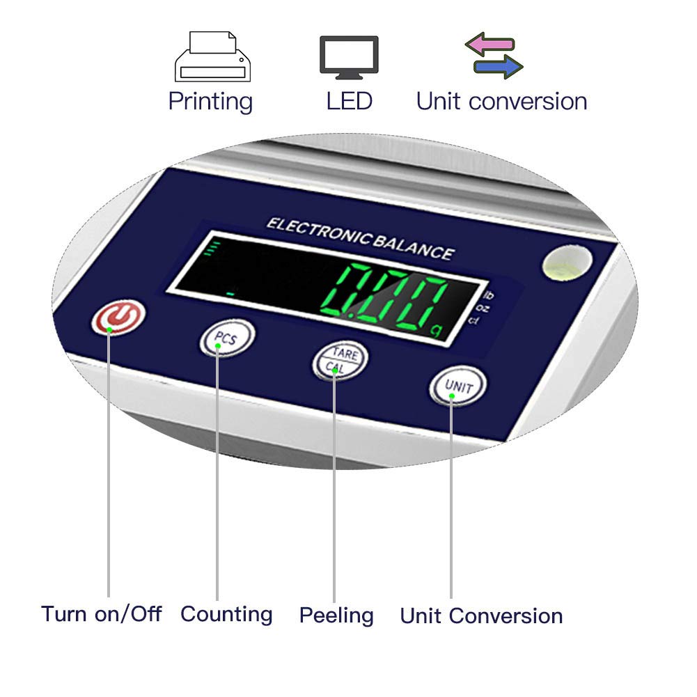 Hochice High Precision Lab Gram Counting Scale Scientific Analytical Laboratory Balance Digital Electronic Scale Jewelry Scales 1000gx0.01g Accurate with RS232 Port