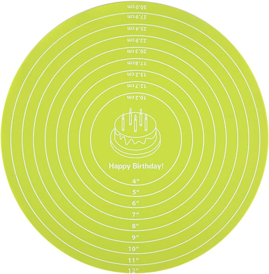 Silicone Baking Mat Cake Mat Silicone Cake Mat Silicone Baking Mat with Measurements for CakeTurntable Stand Non-Stick Heat Resistant Pastry Baking Sheet -Green