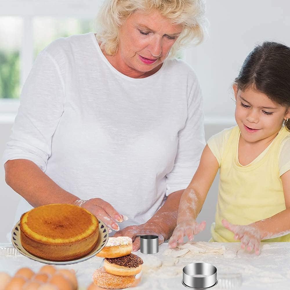 5 Pieces Biscuit Cookie Cutters Set,Stainless Steel Circle Round Cookie Biscuit Cutters in Graduated Sizes Shape Molds for Pastries Doughs Doughnuts