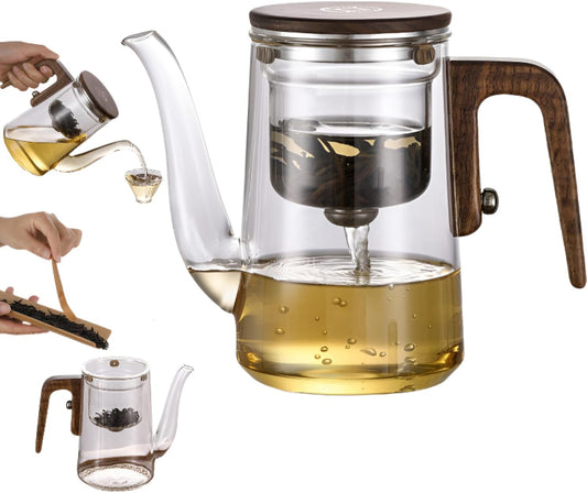 Teapot,Magic Witchcraft Enchanted Glass Teapot, Detachable Loose Tea Glass Infuser,27 Ounces (about 800 ml)