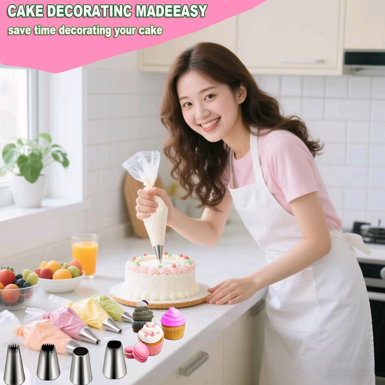 Extra large piping tips set, stainless steel round piping tips,star square wide piping tip jumbo piping tips, Cake DecoratingTips for Cupcakes Pastry Fondant Cakes Decorating （F02 9FT F06 R22L)