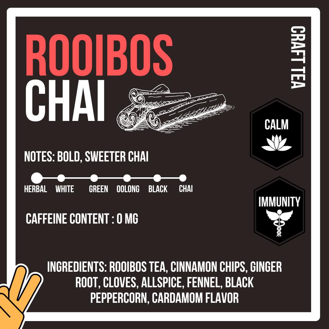 Revival Tea Company Rooibos Chai Tea - Rooibos Red Tea Blend with Fresh Spiced Chai Flavor - Caffeine Free - 24 Tea Bags