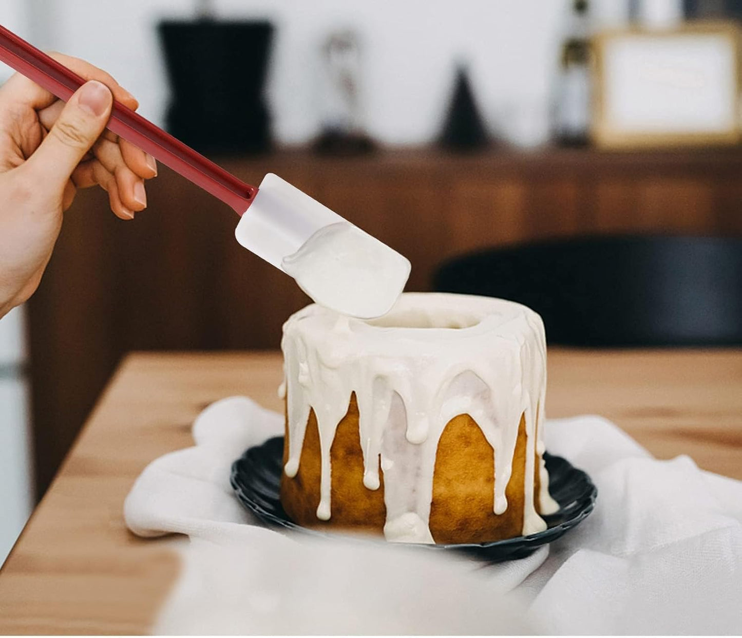 Kitchy Silicone Rubber Spatula and Spoon Set - High Heat Spatula Spoon, Commercial Cooking Set (1 Spoonula + 2 Scrapers, 14 Inches)