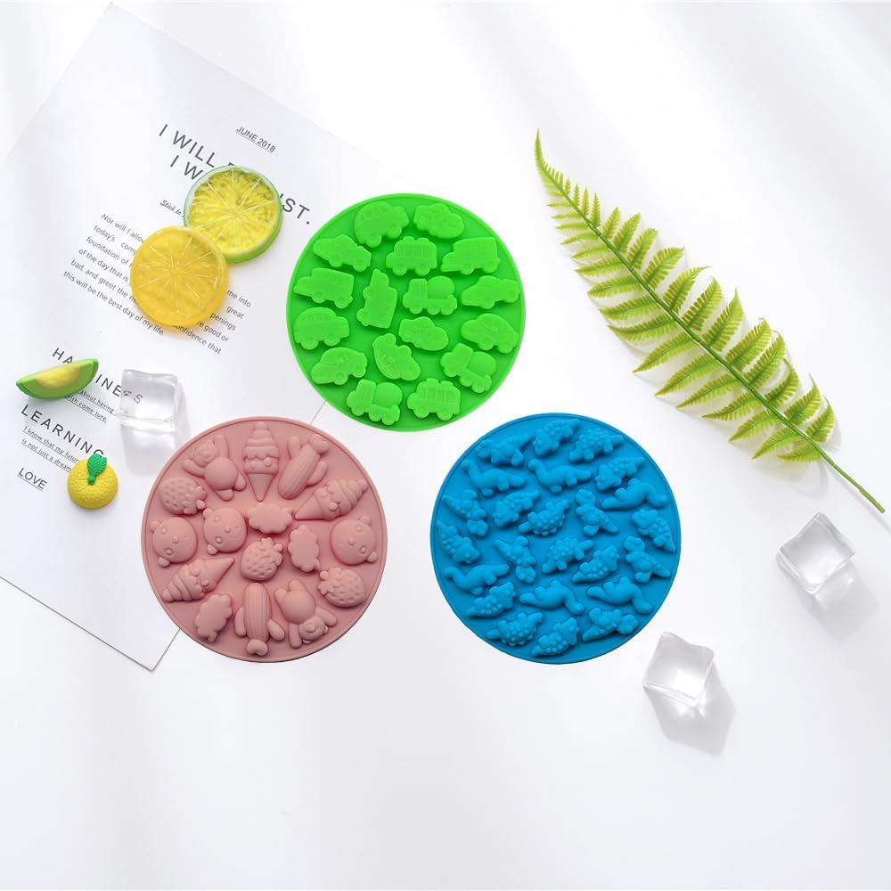 Gummy Candy Molds - Silicone Gummy Bear/Dinosaur/Car Molds for Kids,Non-stick and Bpa Free for Mini Candy Chocolate Gummies Baking