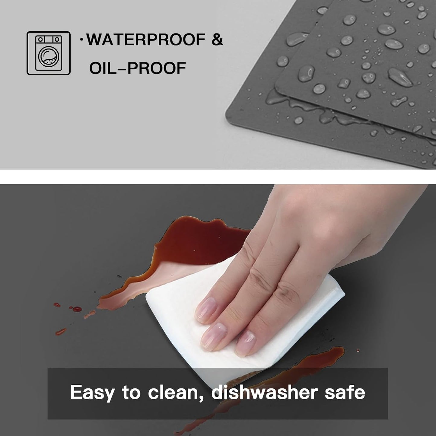 2MM Thick Silicone Countertop Mat, 35.4"x 23.6" Silicone Mats for Kitchen Counter, Nonslip Heat Resistant Mat, Large Kitchen Counter Mats, Waterproof Countertop Protector, Dark Gray