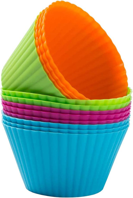 Webake Jumbo Silicone Muffin Cups, 3.5 Inch Jumbo Silicone Baking Cups Reusable Cupcake Liners Nonstick Large Cake Cups Set Stand Alone Cupcake Holder, 12 Pack Auto Cup Holder Liner