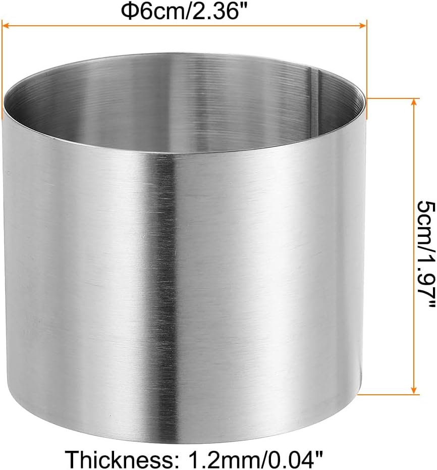HARFINGTON Round Cake Ring 2.36 x 2 Inch Seamless Stainless Steel Pastry Mousse Dessert Ring Mirror Coating for Baking Cooking Making Tool