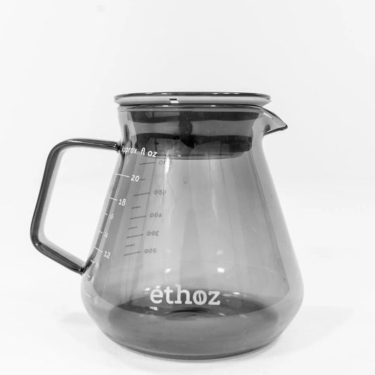 Ethoz® Glass Carafe – Sleek, Borosilicate Glass Pitcher for Brewing & Serving. Ergonomic Design, Calibrated Measurements, and Temperature-Resistant Durability. Perfect for Coffee, Cocktails, and More.