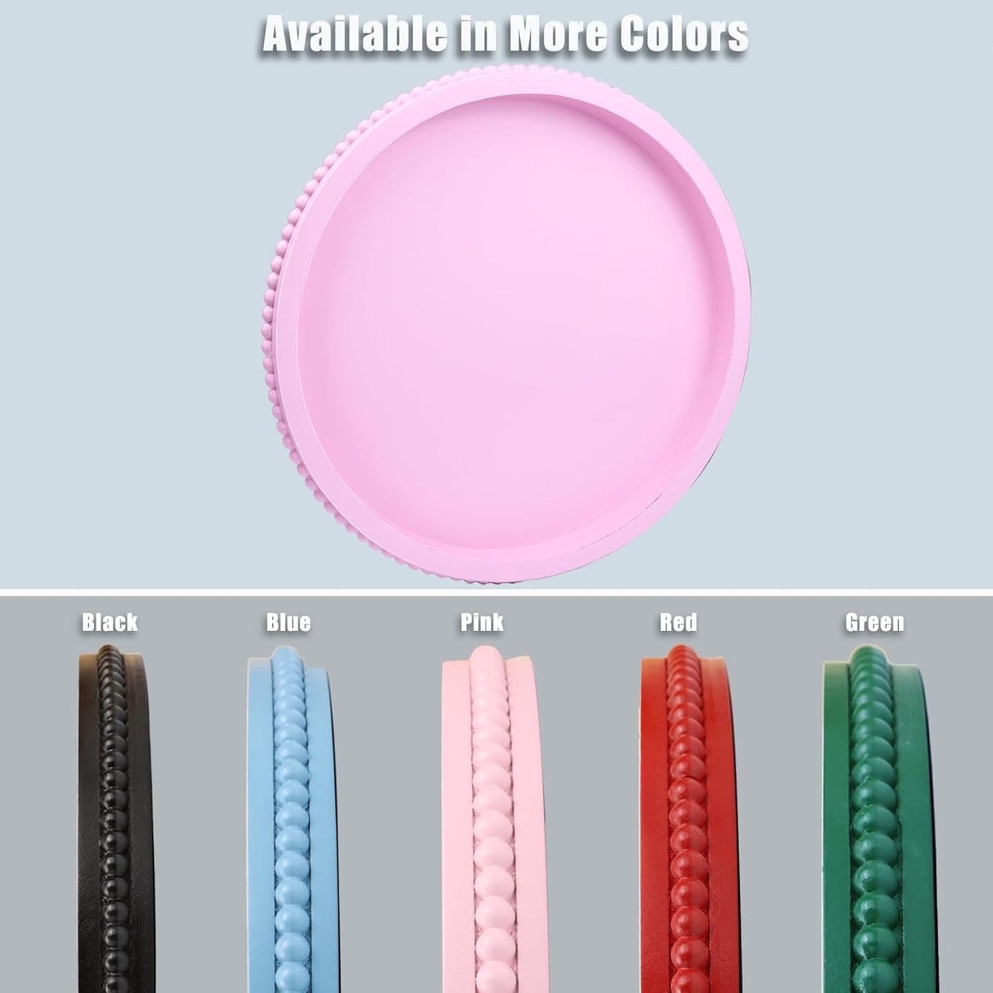 Pink Round Wood Decorative Ottoman Tray for Coffee Table Kitchen Counter, Living Room, Handcrafted Wooden Serving Tray for Table Centerpiece