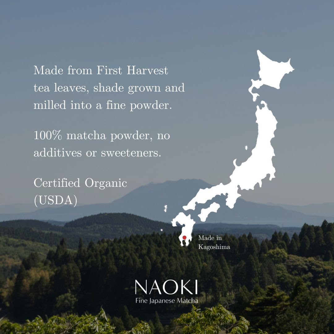 Naoki Matcha Organic Ceremonial First Spring Blend – Authentic Japanese First Harvest Ceremonial Grade Matcha Green Tea Powder from Kagoshima, Japan (100g / 3.5oz)