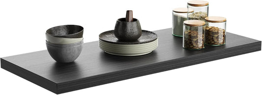 Wall Shelf Set of 1,Dark Wood Floating Shelves 36 in W x 10 in D x 1 in H, Wooden Floating Wall Shelf with Invisible Brackets for Living Room/Bedroom/Bathroom/Kitchen Storage and Decor