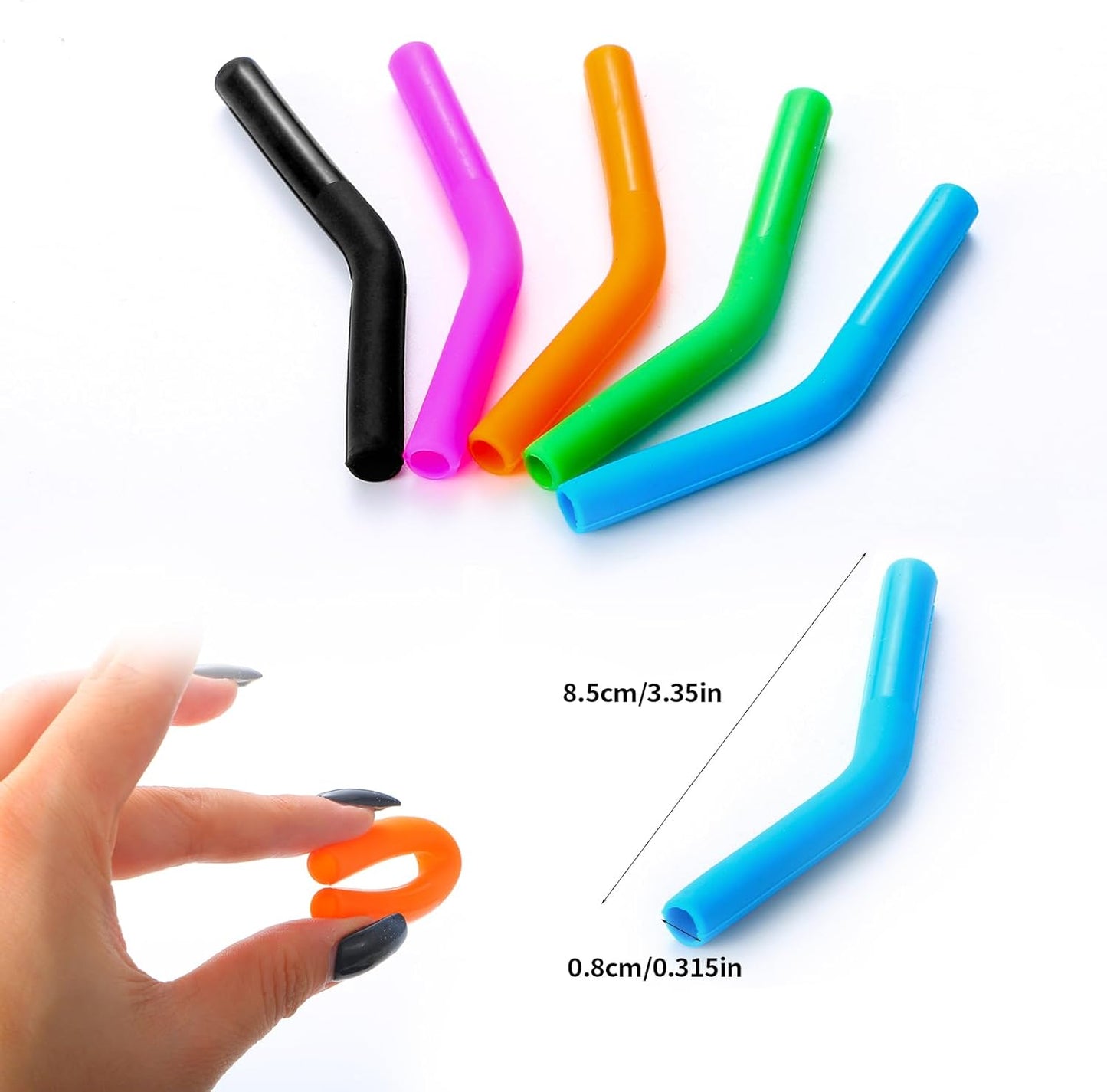 Lazycorner 10 Pcs Metal Straw Reusable 8.5" 6mm Stainless Steel Straws,20oz-32oz, Colorful Drinking Straws with Silicone Tips, 4 Straw Cleaner Brush, 1 Travel Case