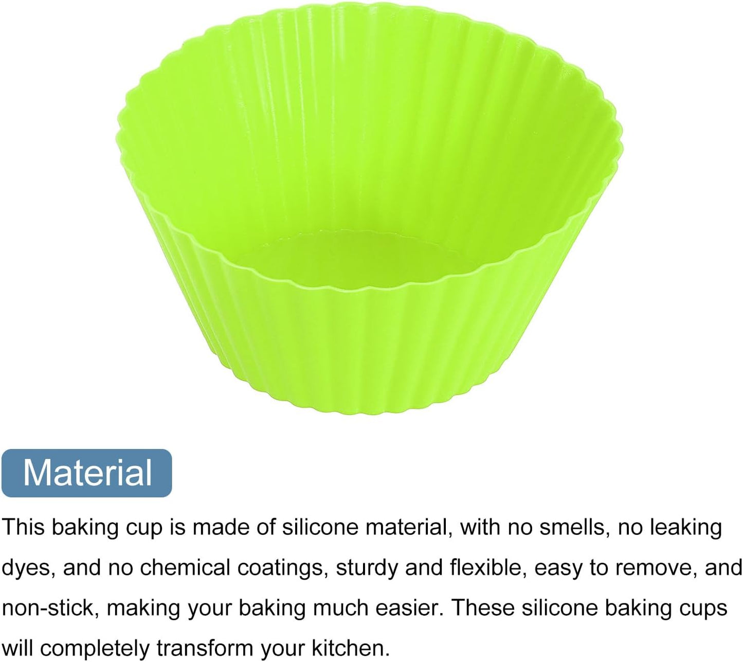 uxcell 36Pcs Silicone Cupcake Liners, Non-Stick Baking Cups, for Cooking Eggs, Baking Muffins and Make a Cake(Green)