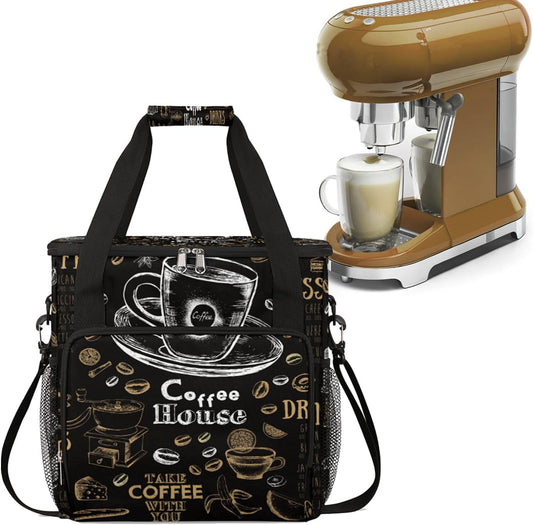 cfpolar Coffee Maker Storage Bag, Waterproof Travel Carrying Storage Tote Bag Organizer Case, Compatible with K-Mini or K-Mini Plus, And Suitable for Other Accessories， With Pockets for K-Cup Pods