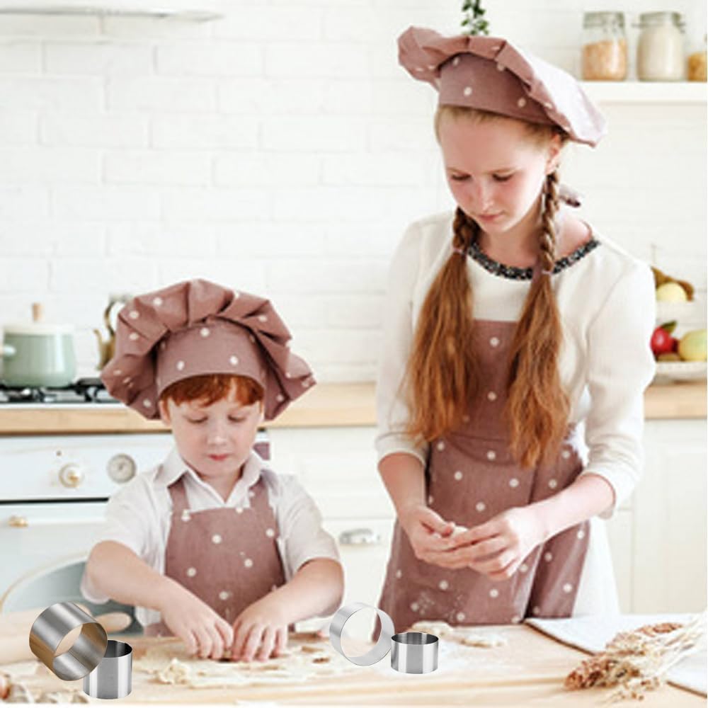 6 Packs Cake Rings Stainless Steel Nonstick Tart Ring Cake & Pastry Ring, Dessert Rings Set Round Cake Rings Mold 2-Inch