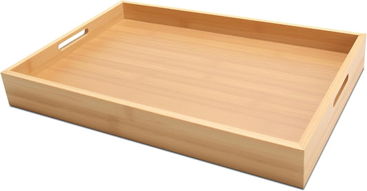 Serving Tray, 13"x8.7"x1.5" Small Bamboo Serving Trays for Party, Coffee Table, Ottoman, Breakfast, Dining, Home Decor, Bathroom, Bar