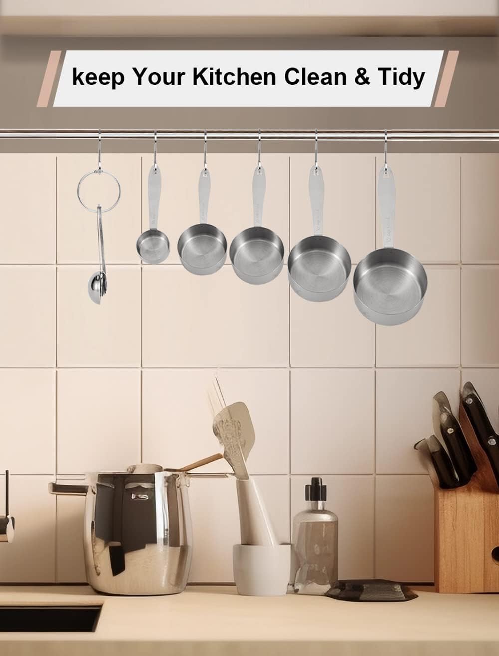 Joyhill Measuring Cups and Spoons Set of 10 Piece, Stainless Steel Measuring Cups Stackable, Nesting Metal Measuring Cup for Dry & Liquid Ingredients, Cooking & Baking