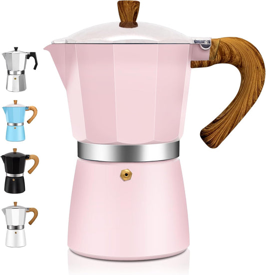 6 Cup Aluminum Espresso Stovetop Moka Pot Express Coffee Maker Percolator Italian Classic Mocha Coffee Machine for Italian and Cuban Cafe Brewing for Home & Camping 300ml 10oz