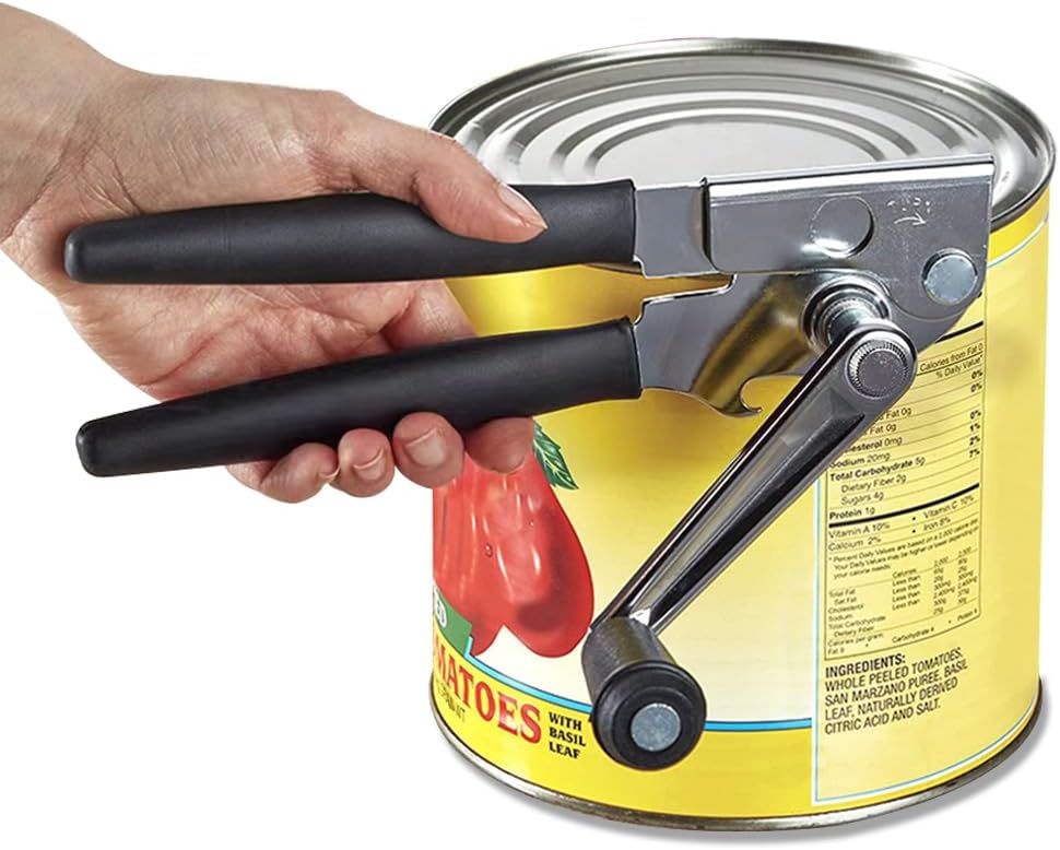 Crank Can Openers Manual,Heavy Duty Commercial Can Opener with Rubber-coated Long Handles