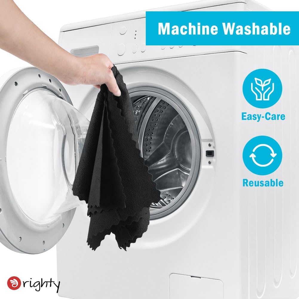 Orighty Black Microfiber Cleaning Cloth, 100 Pack Highly Absorbent Cleaning Supplies, Lint Free Kitchen Towels Cleaning Rags, Microfiber Towels for Cars, House, Window, 12x12 inch