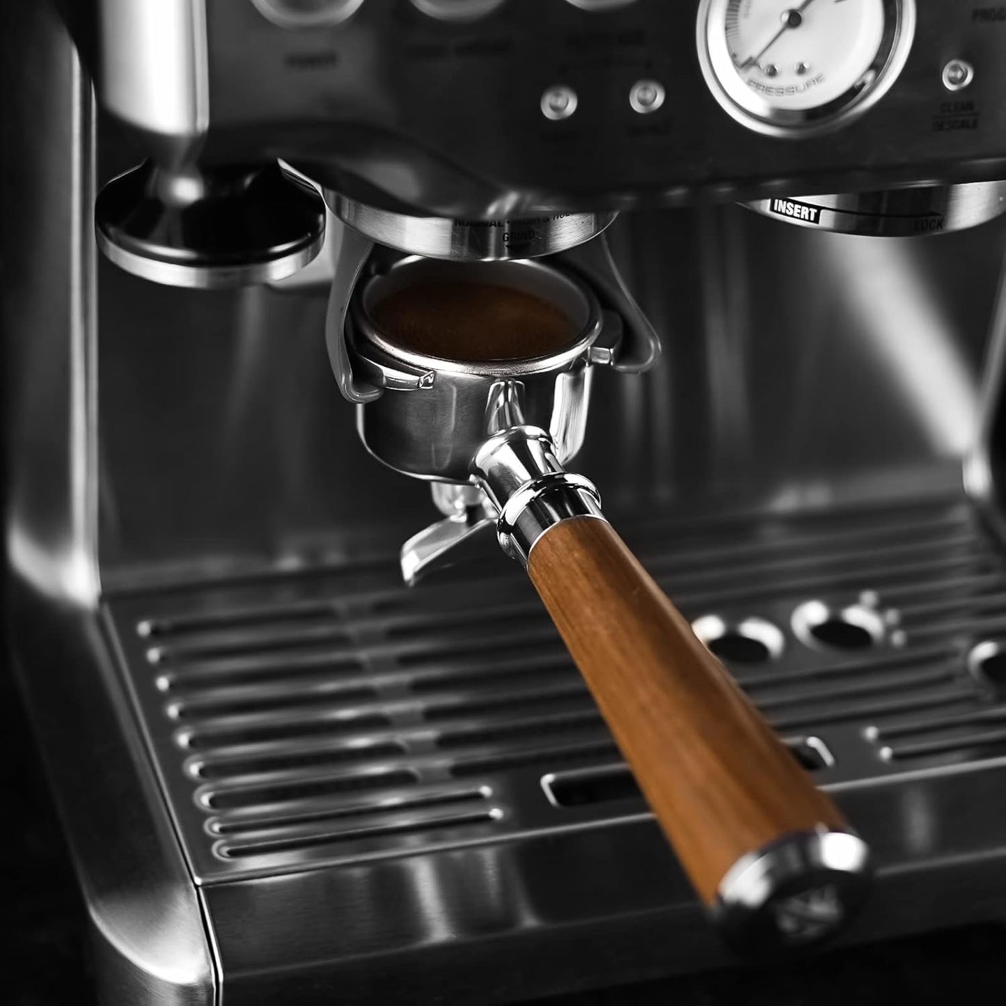CrossCreek 54mm Espresso Double Spouts Portafilter with 3 Ear | Fits 54mm Breville/Sage Barista Espresso Machine | Stainless Steel Basket and Walnut Handle | Espresso Accessories