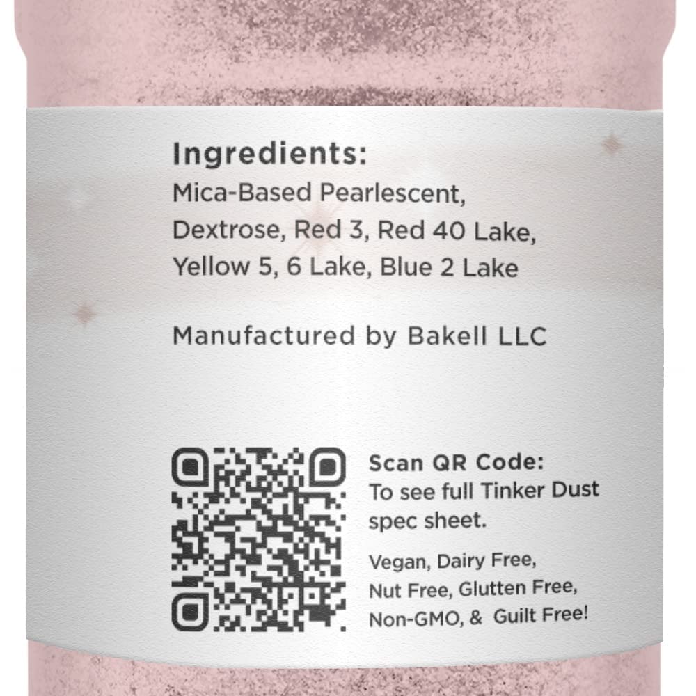 BAKELL Rose Gold Edible Glitter, 45 Grams | TINKER DUST Edible Glitter | KOSHER Certified | 100% Edible Glitter | Cakes, Cupcakes, Cake Pops, Drinks, Dessert Vegan Glitter & Dusts (45g Shaker, Rose Gold)