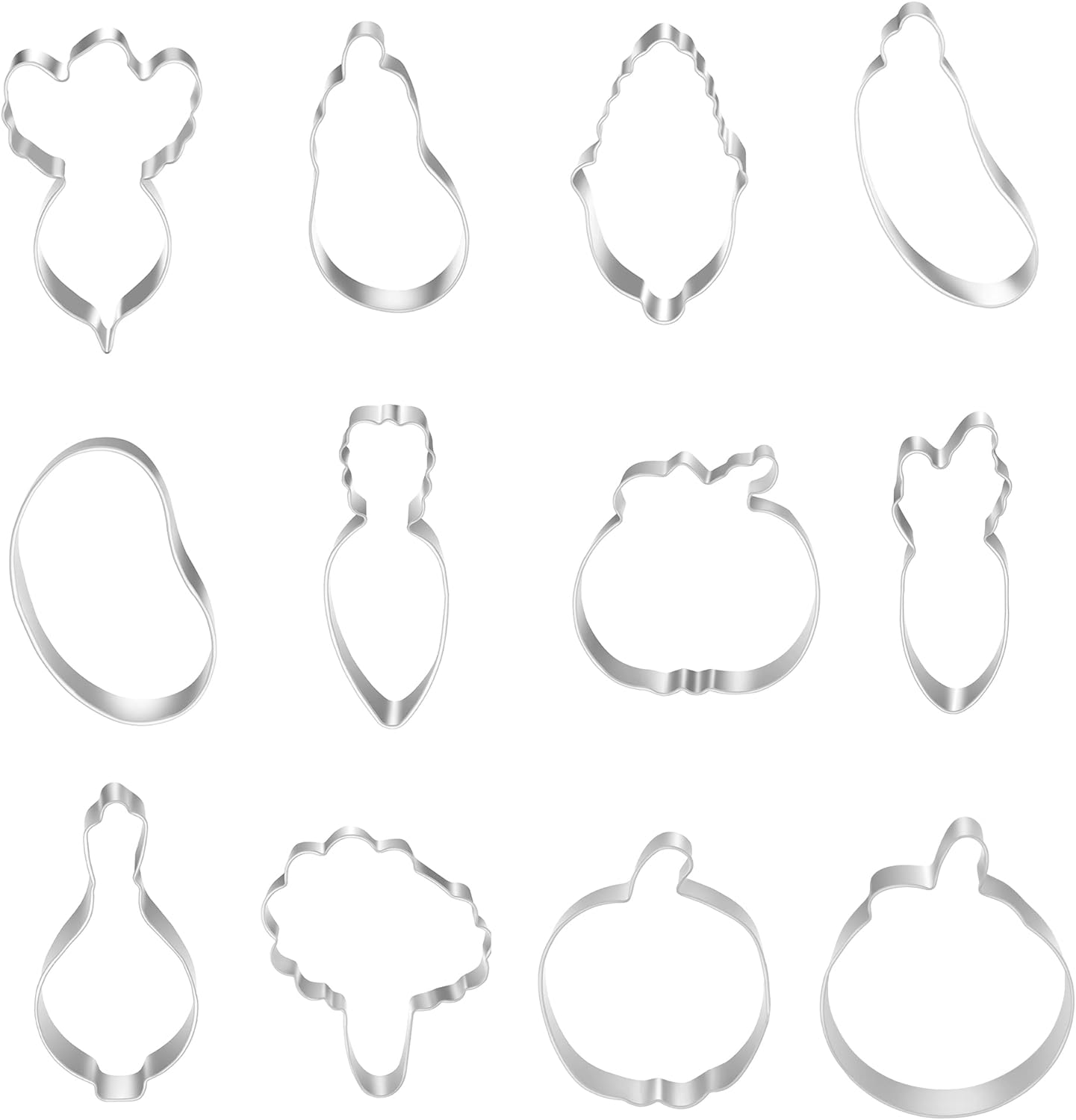 12pcs Vegetable Cookie Cutters set, Stainless Steel Fondant Cutters Set Pastry Biscuit Baking Clay DIY tools,By MrCookie