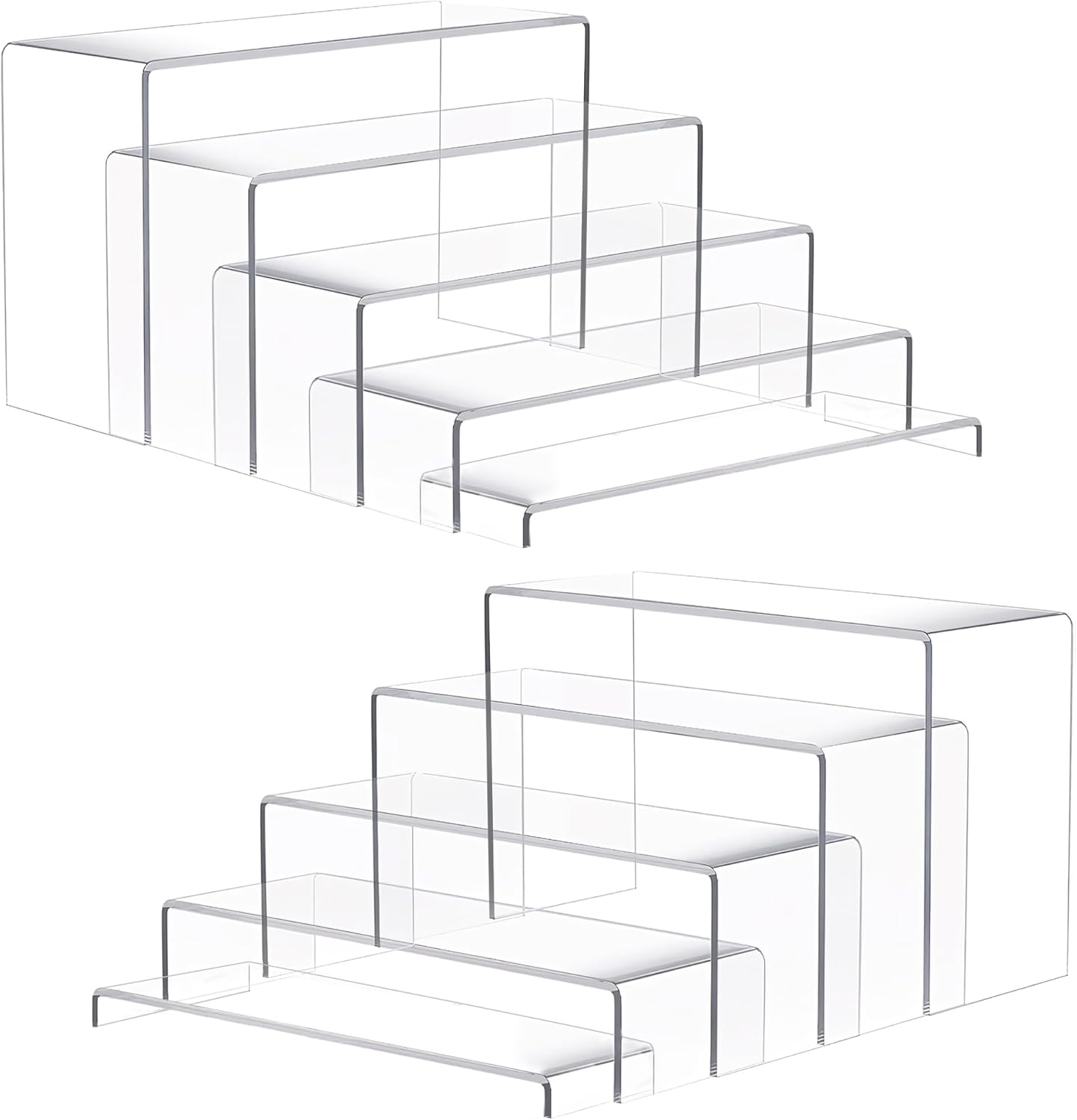 Goabroa Large Acrylic Display Risers, 2 Sets 10 Pcs Rectangular Clear Acrylic Display Stands for Funko Pop Figures, Cupcake Holder, Collection, Vendor Events