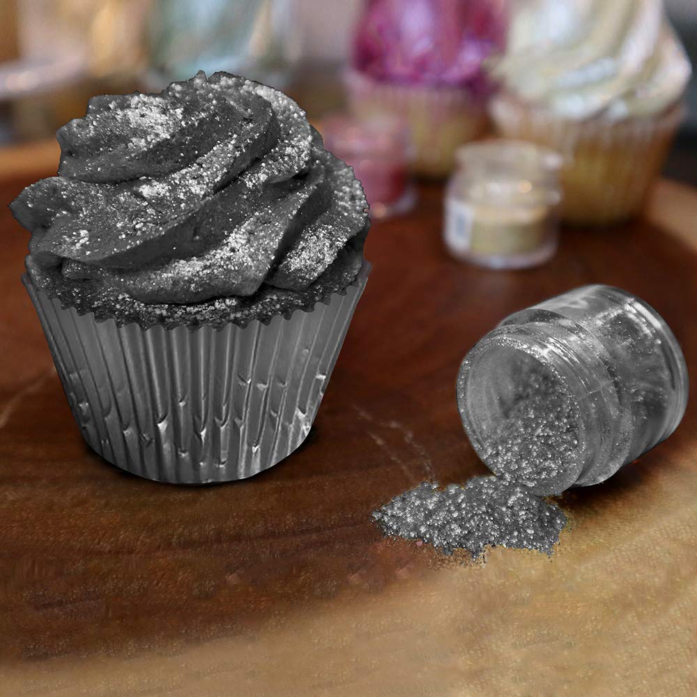 Bakell Tinker Dust - Black Shimmer (25g 1x Jar) | Edible Glitter for Cakes, Cupcakes, Cake Pops, Drinks, Dessert