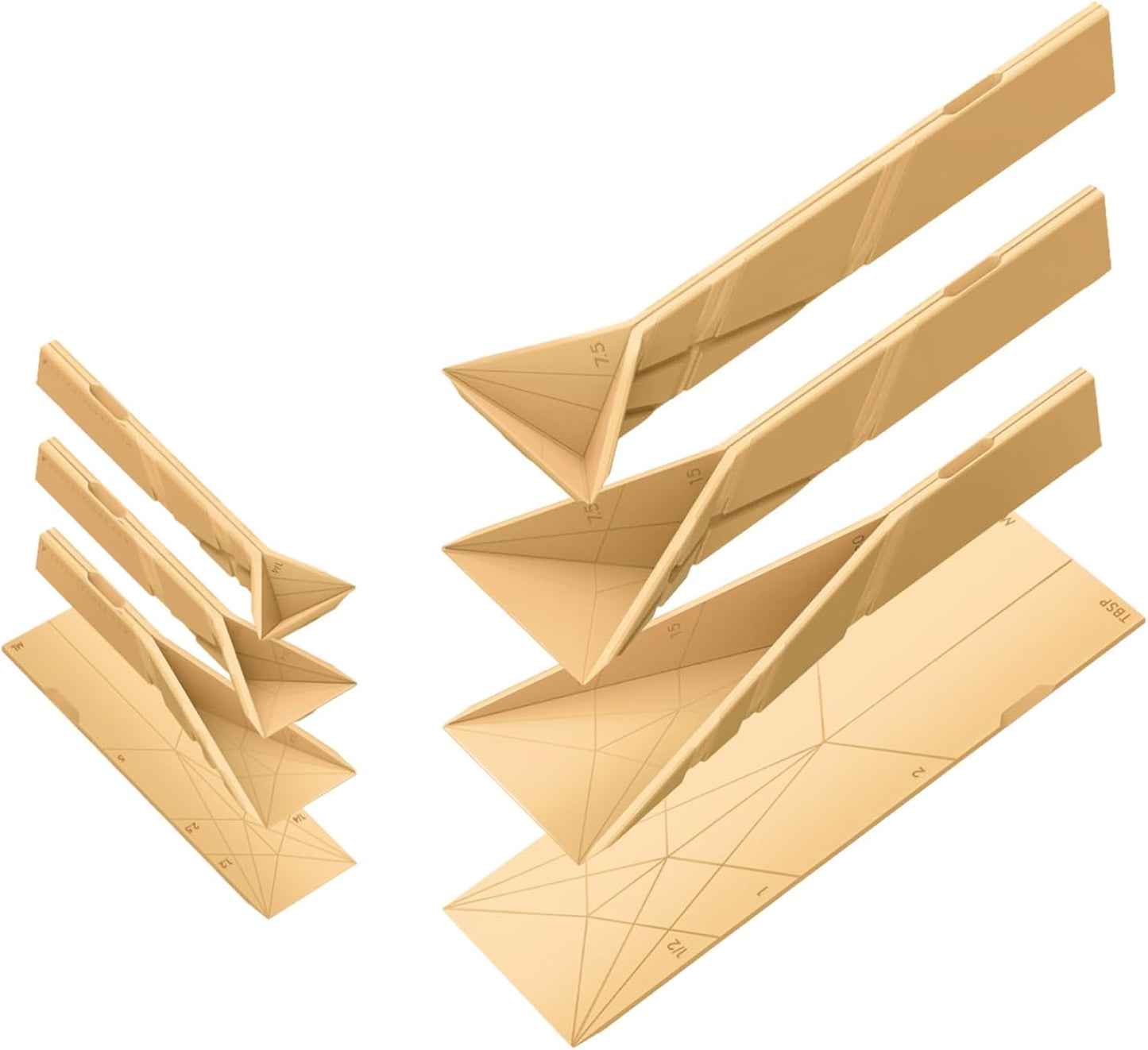 POLYGONS FLAT 3-IN-1 FOLDING MEASURING SPOONS | 2 Spoons with 6 Different Sizes (Yellow)