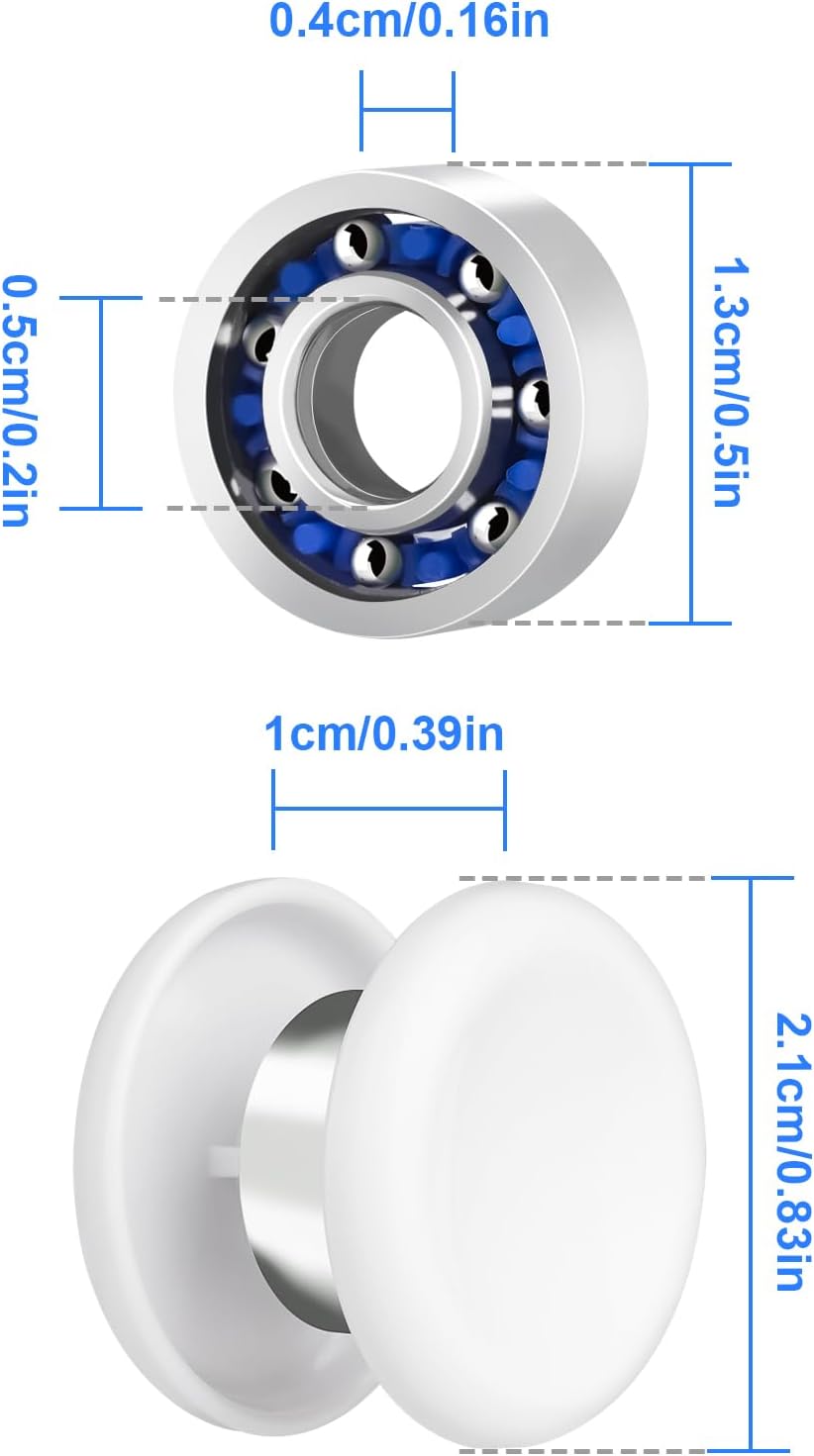 16 Pack Fidget Spinner Bearing and Cap Replacement Set, Chrome Steel Bearing Balls, High Speed 13mmx7mmx4mm Bearings Single Sealed Small Bearings for Fidget Spinner