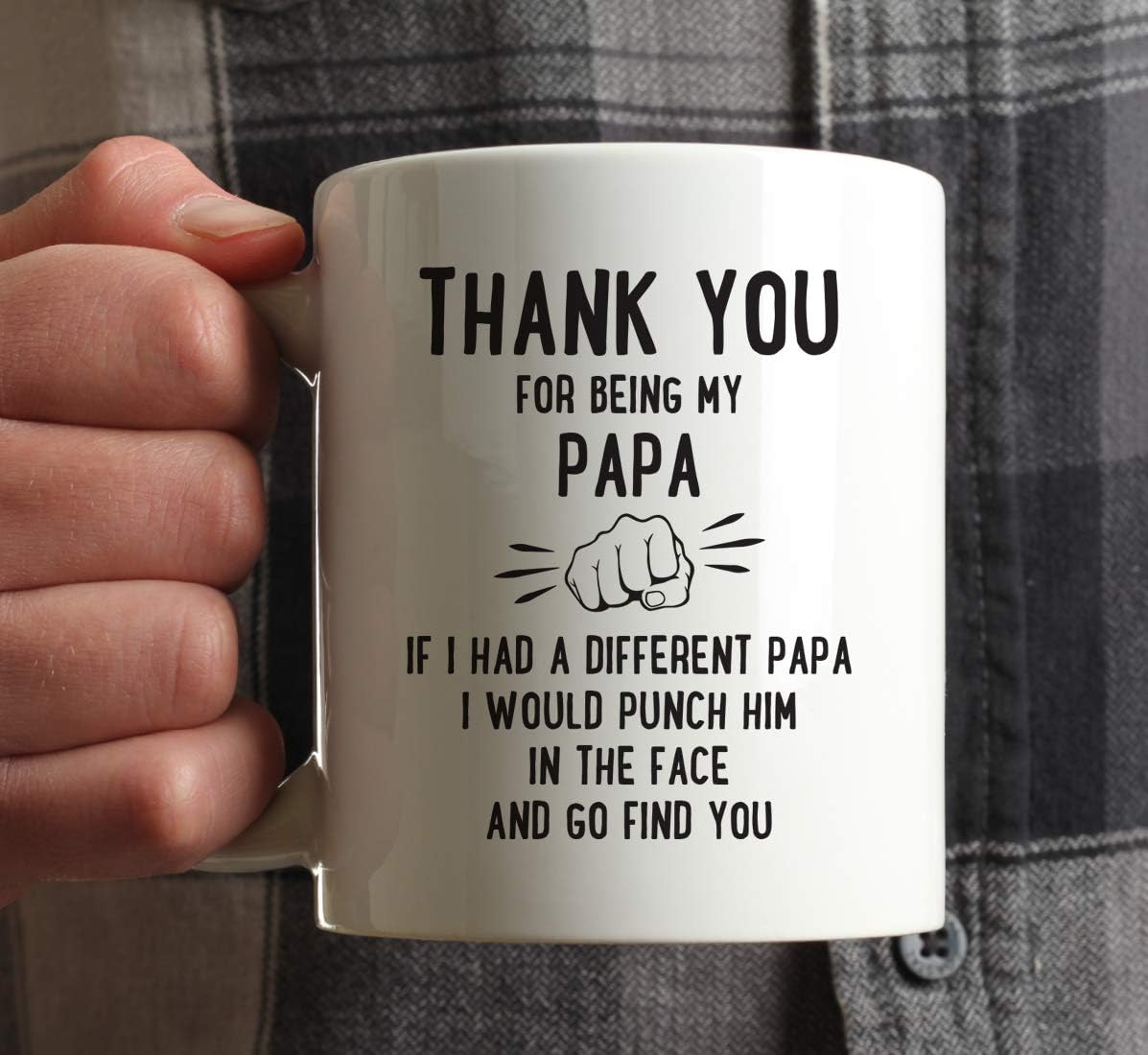 Andaz Press Funny Family 11oz. Coffee Mug Gift, Thank You for Being My Papa, Punch in Face, 1-Pack, Christmas Birthday Drinking Cup Present Ideas
