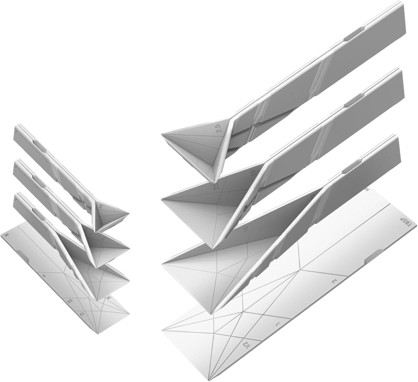 POLYGONS FLAT 3-IN-1 FOLDING MEASURING SPOONS | 2 Spoons with 6 Different Sizes (White)